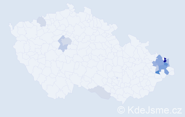 Příjmení: 'Antošík', počet výskytů 53 v celé ČR