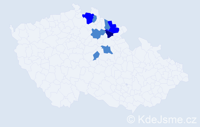 Příjmení: 'Raisner', počet výskytů 13 v celé ČR