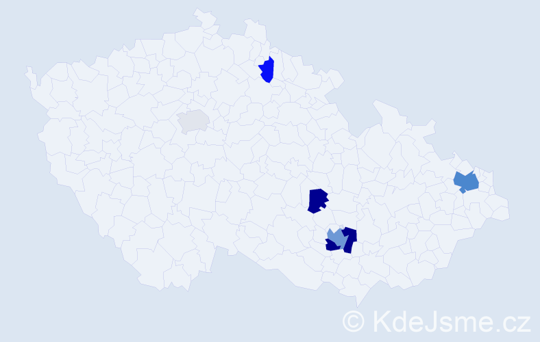 Příjmení: 'Vápeníčková', počet výskytů 15 v celé ČR