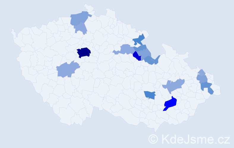 Příjmení: 'Prause', počet výskytů 55 v celé ČR