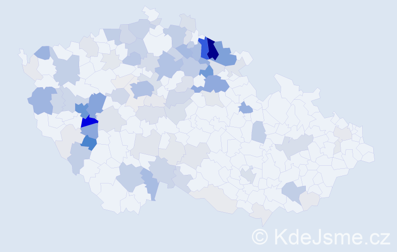 Příjmení: 'Korda', počet výskytů 369 v celé ČR