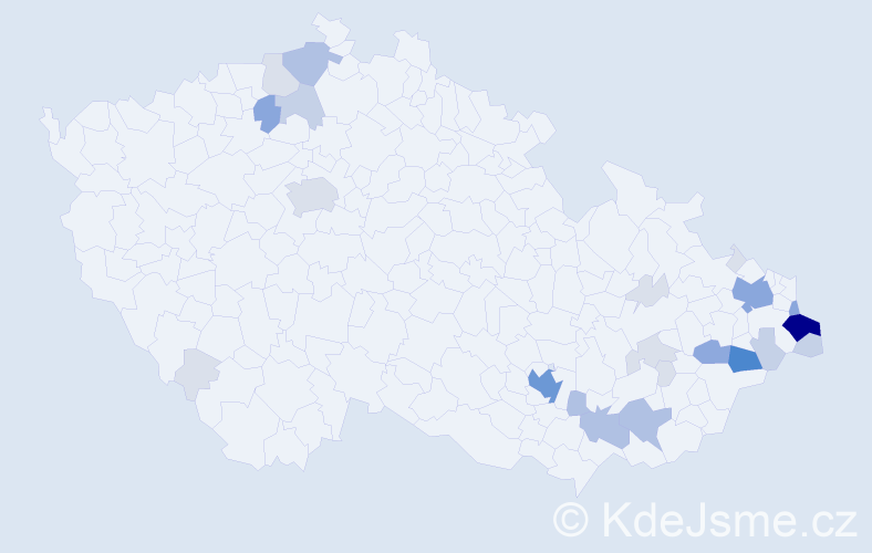 Příjmení: 'Borutová', počet výskytů 86 v celé ČR
