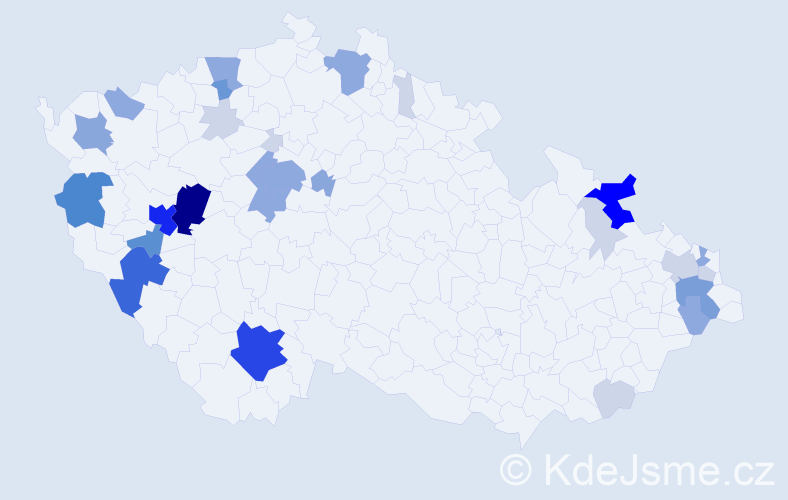 Příjmení: 'Tejček', počet výskytů 101 v celé ČR