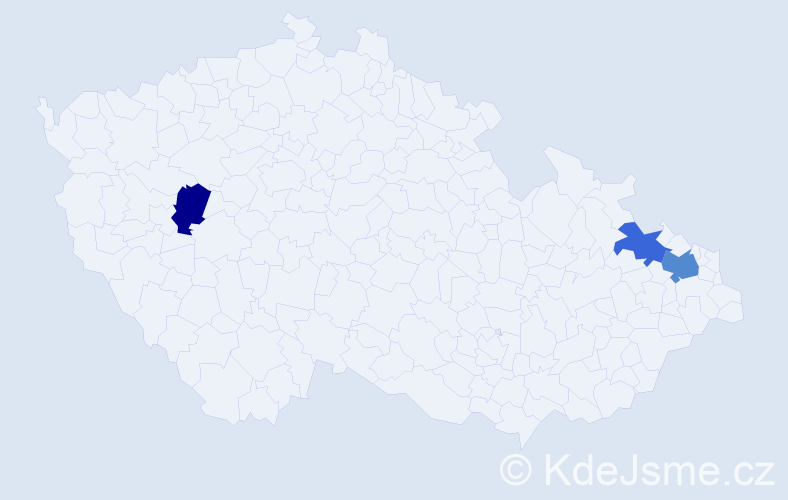 Příjmení: 'Tvarda', počet výskytů 4 v celé ČR