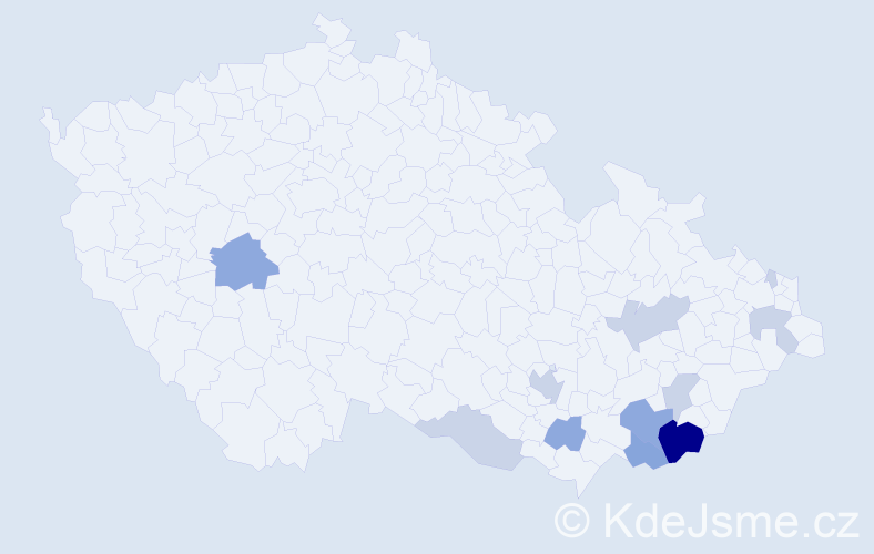 Příjmení: 'Breznická', počet výskytů 28 v celé ČR