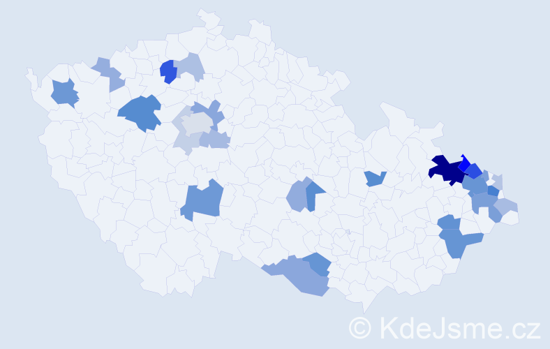 Příjmení: 'Kristianová', počet výskytů 67 v celé ČR