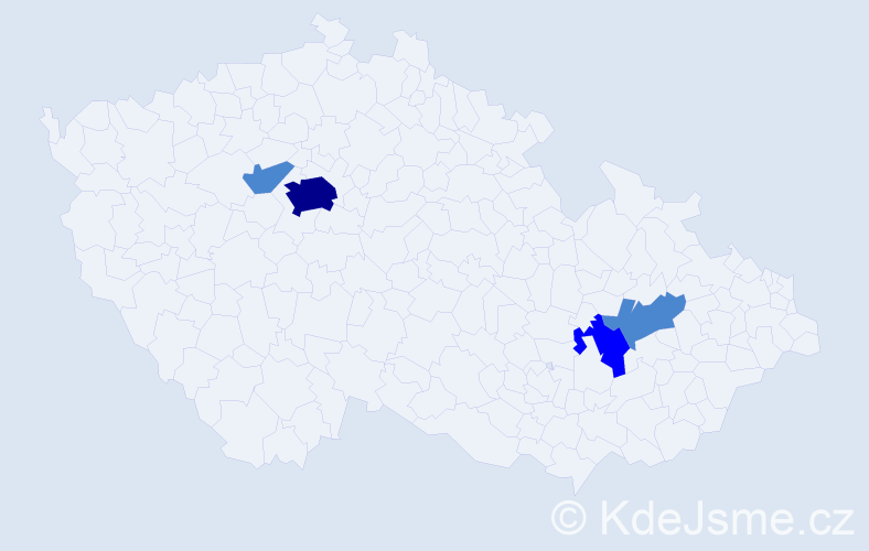 Příjmení: 'Poděbrad', počet výskytů 7 v celé ČR