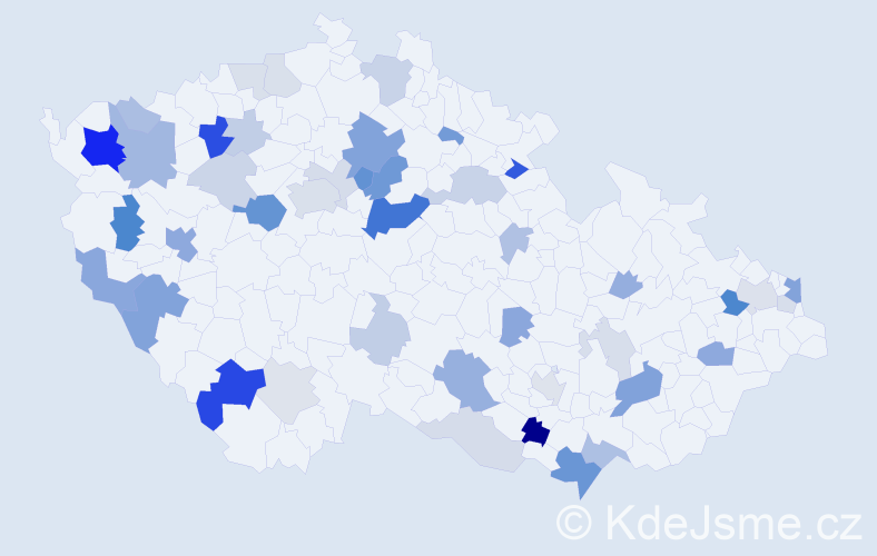 Příjmení: 'Kardošová', počet výskytů 119 v celé ČR