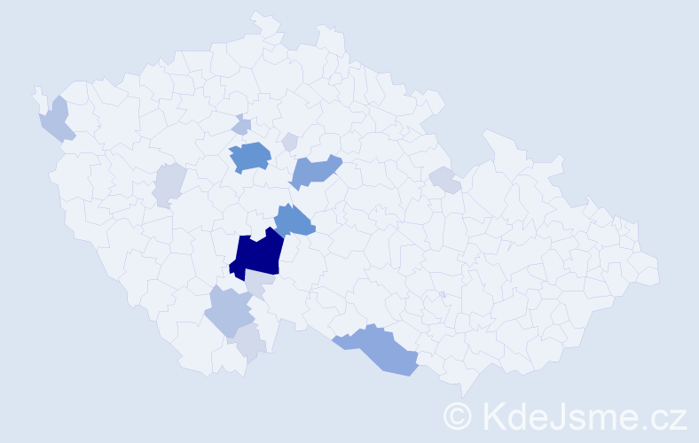 Příjmení: 'Kubálová', počet výskytů 46 v celé ČR