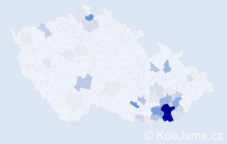 Příjmení: 'Korvasová', počet výskytů 204 v celé ČR