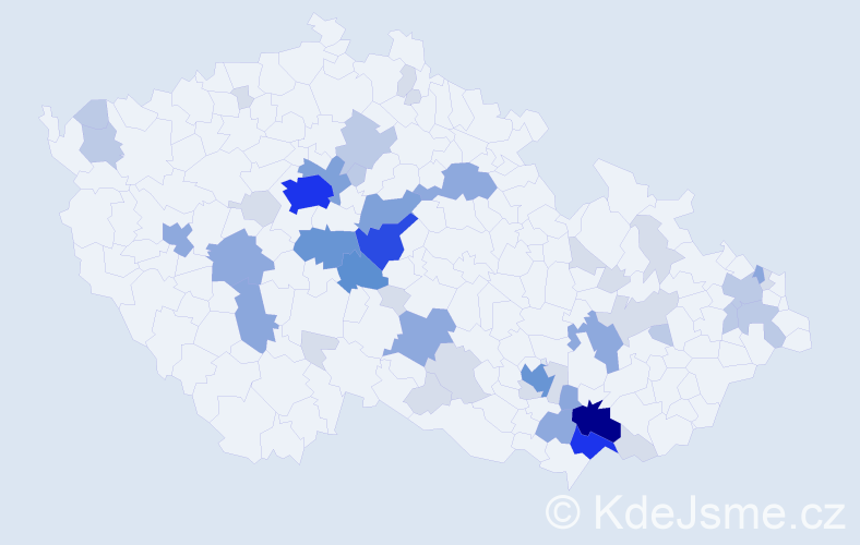 Příjmení: 'Šaňková', počet výskytů 150 v celé ČR
