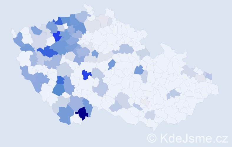 Příjmení: 'Kopta', počet výskytů 266 v celé ČR