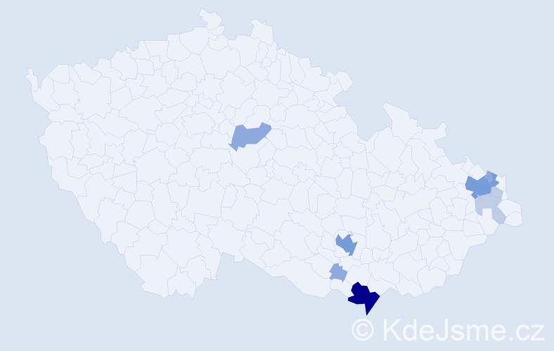 Příjmení: 'Bartošic', počet výskytů 27 v celé ČR