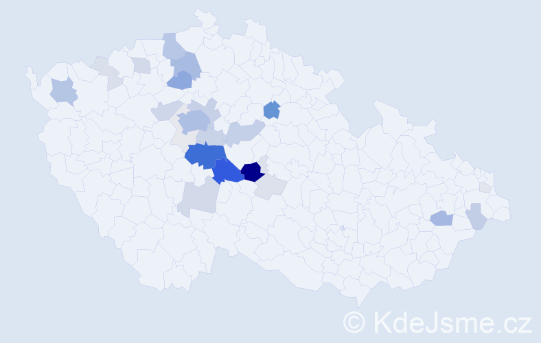 Příjmení: 'Poupě', počet výskytů 114 v celé ČR