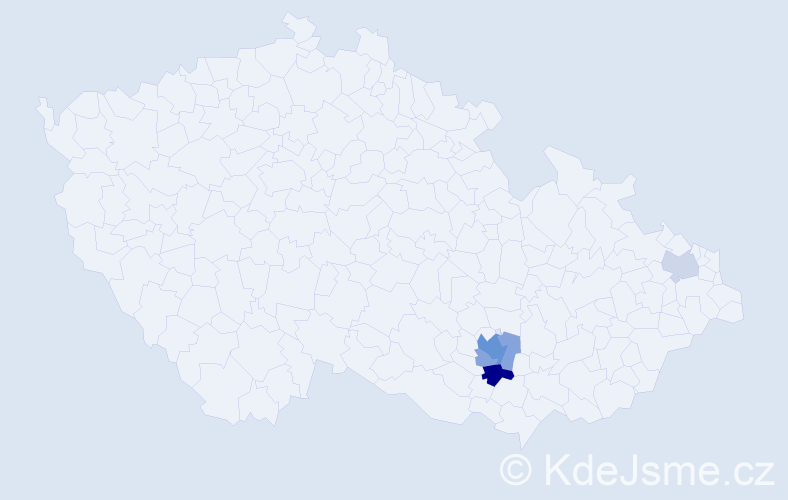Příjmení: 'Gruza', počet výskytů 10 v celé ČR