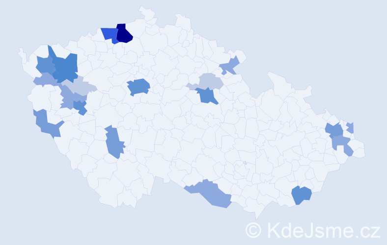 Příjmení: 'Džuganová', počet výskytů 64 v celé ČR