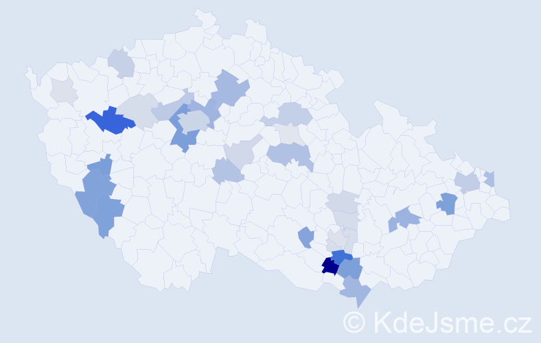 Příjmení: 'Frőhlich', počet výskytů 100 v celé ČR