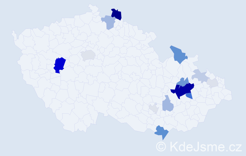Příjmení: 'Mikudík', počet výskytů 37 v celé ČR