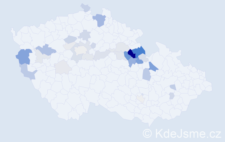 Příjmení: 'Hudousek', počet výskytů 102 v celé ČR