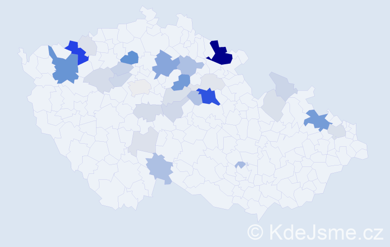 Příjmení: 'Lévaiová', počet výskytů 101 v celé ČR