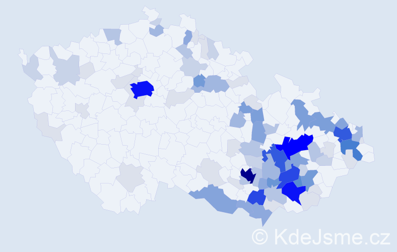 Příjmení: 'Holásek', počet výskytů 348 v celé ČR