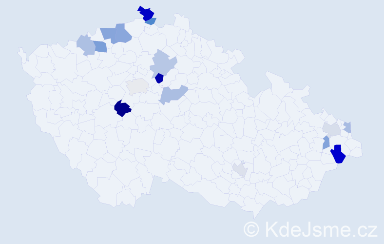 Příjmení: 'Kotuličová', počet výskytů 24 v celé ČR