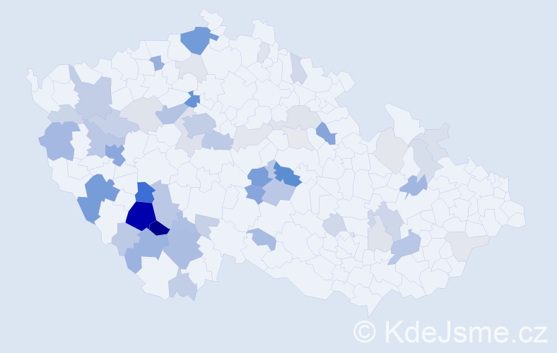 Příjmení: 'Křišťan', počet výskytů 189 v celé ČR