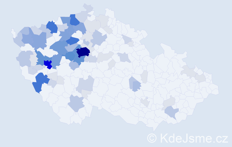 Příjmení: 'Šantorová', počet výskytů 283 v celé ČR