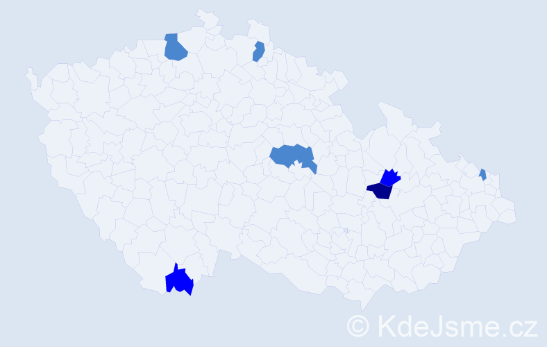 Příjmení: 'Kertés', počet výskytů 11 v celé ČR