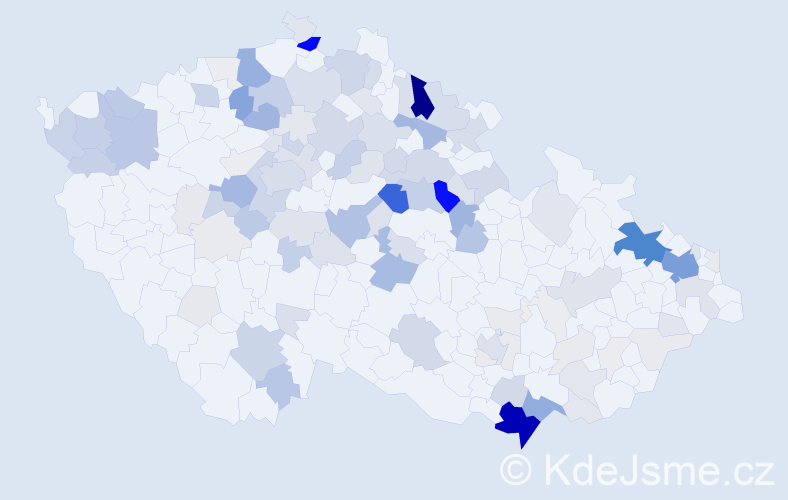 Příjmení: 'Blažej', počet výskytů 474 v celé ČR