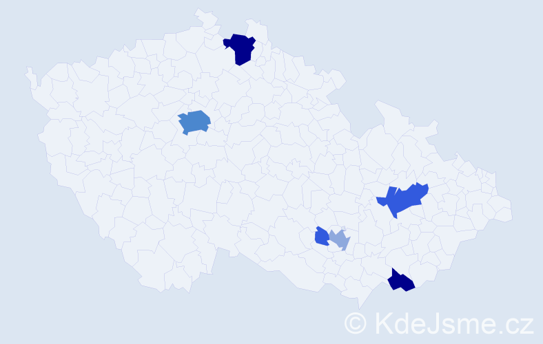 Příjmení: 'Zimovčák', počet výskytů 19 v celé ČR