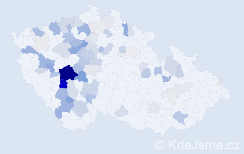 Příjmení: 'Tuháček', počet výskytů 279 v celé ČR