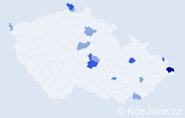Příjmení: 'Kopásek', počet výskytů 26 v celé ČR