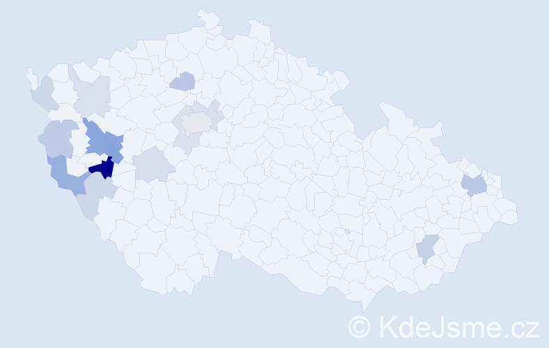 Příjmení: 'Cvačková', počet výskytů 39 v celé ČR