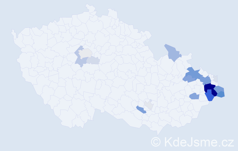 Příjmení: 'Dužík', počet výskytů 81 v celé ČR