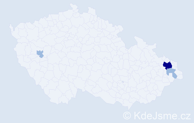 Příjmení: 'Přebindová', počet výskytů 6 v celé ČR