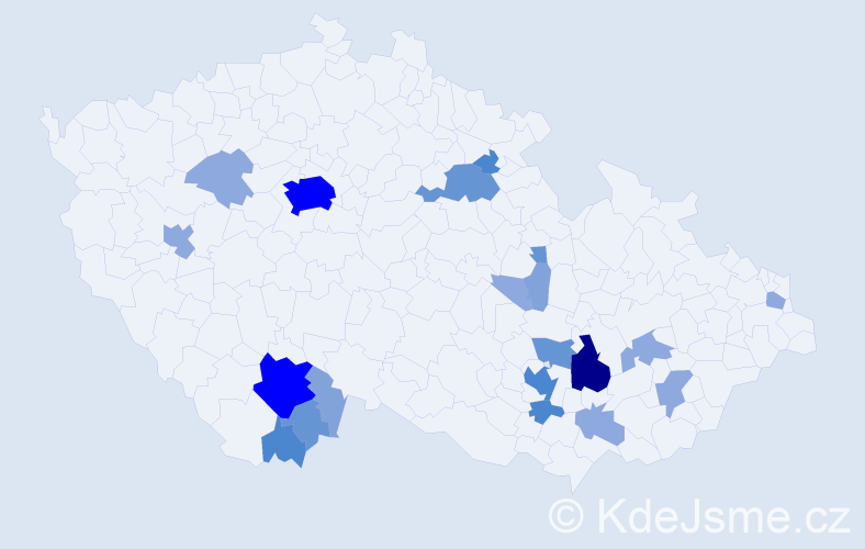 Příjmení: 'Baldík', počet výskytů 59 v celé ČR