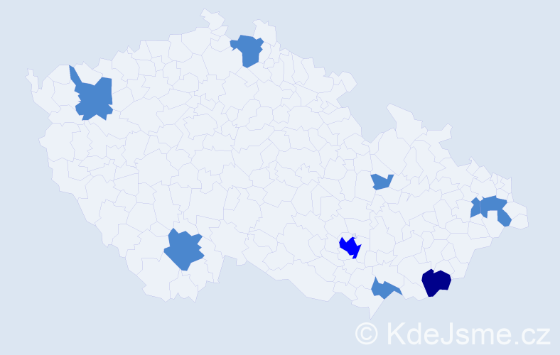 Příjmení: 'Čankyová', počet výskytů 12 v celé ČR