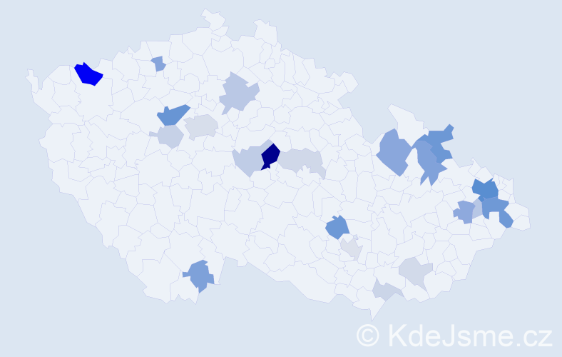 Příjmení: 'Kozarová', počet výskytů 72 v celé ČR