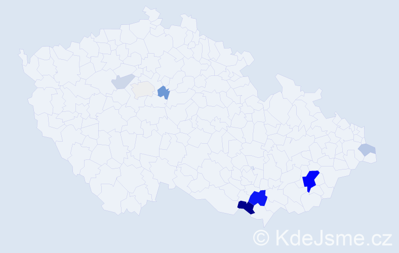 Příjmení: 'Pavelák', počet výskytů 21 v celé ČR