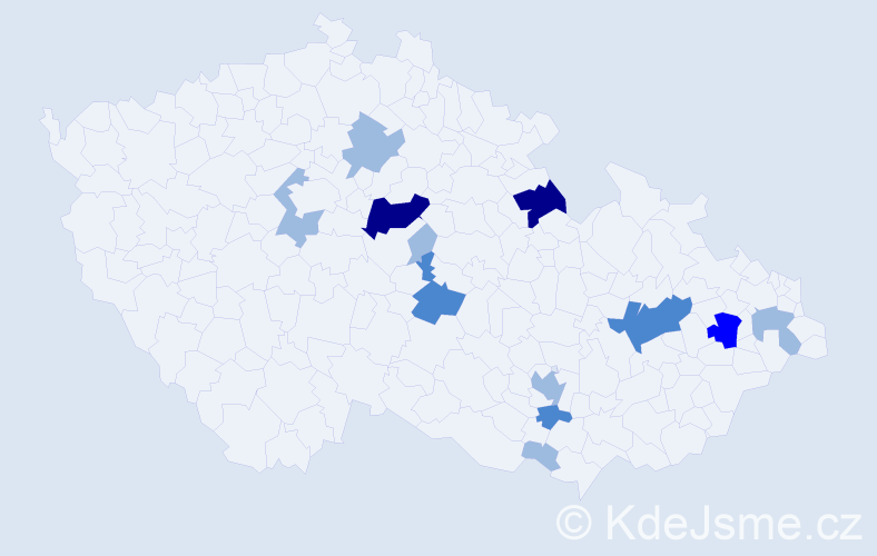 Příjmení: 'Nezmeškal', počet výskytů 23 v celé ČR