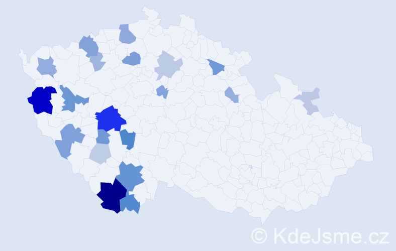 Příjmení: 'Hezoučká', počet výskytů 69 v celé ČR