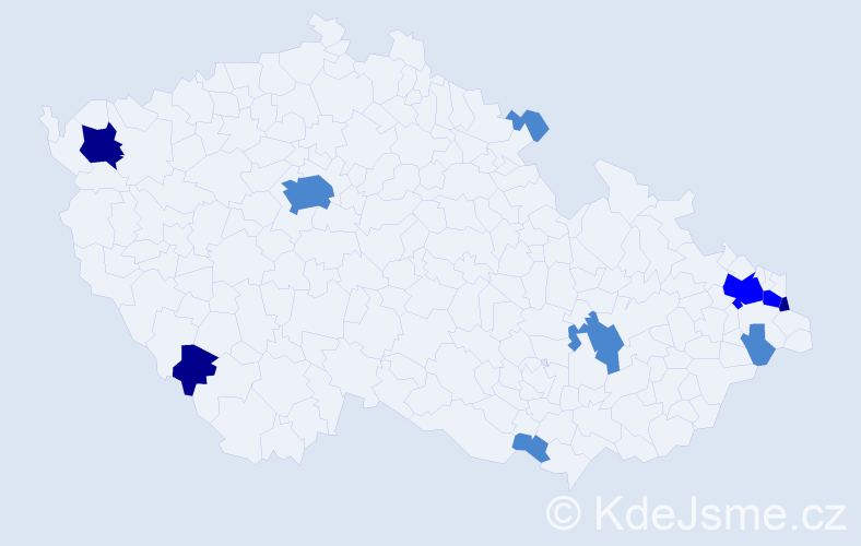 Příjmení: 'Chyliková', počet výskytů 18 v celé ČR