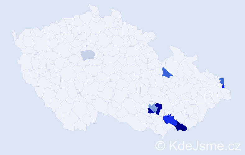 Příjmení: 'Krupárová', počet výskytů 17 v celé ČR