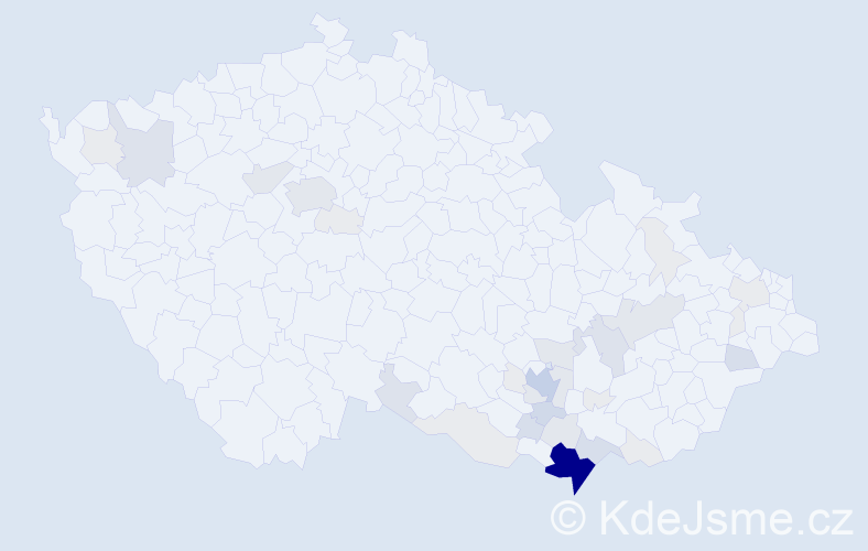 Příjmení: 'Teturová', počet výskytů 133 v celé ČR