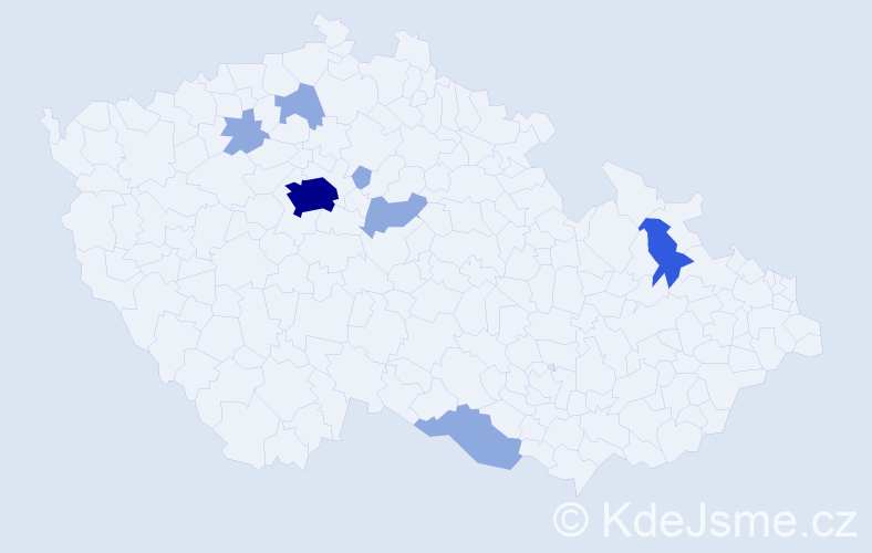 Příjmení: 'Kalugin', počet výskytů 13 v celé ČR