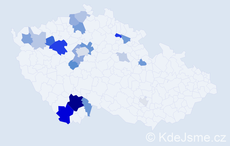 Příjmení: 'Lísal', počet výskytů 45 v celé ČR