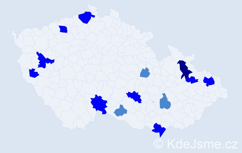 Příjmení: 'Molo', počet výskytů 24 v celé ČR