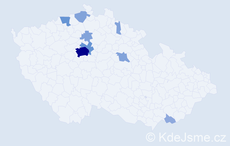 Příjmení: 'Kalfař', počet výskytů 23 v celé ČR