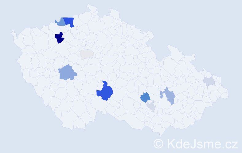 Příjmení: 'Hindra', počet výskytů 15 v celé ČR